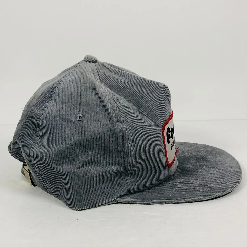 Vintage Fourshee Building Supply‎ Cadiz, Kentucky Hat GREY Corduroy 1980s Patch
